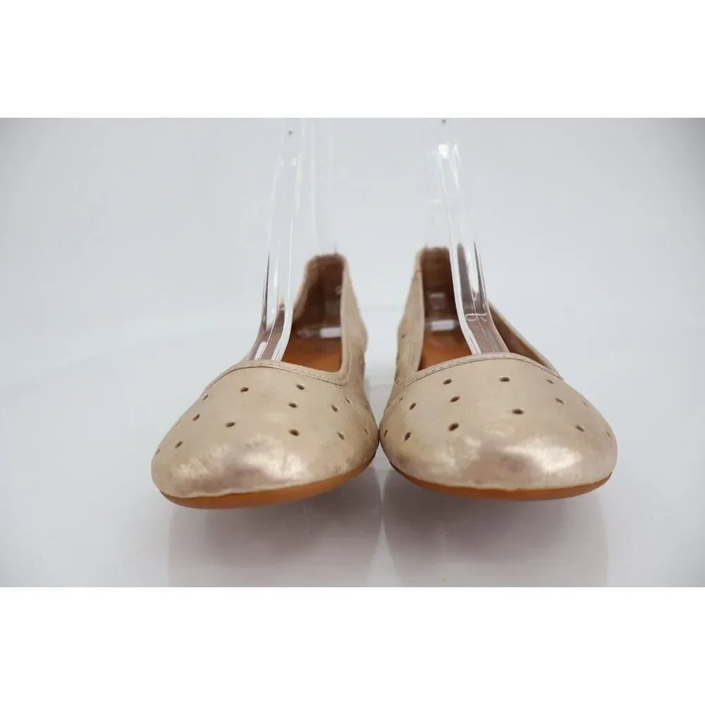 KORK-EASE Nessa Ballet Flat Round Toe Women's 7.5 Gold Leather Comfort Shoes